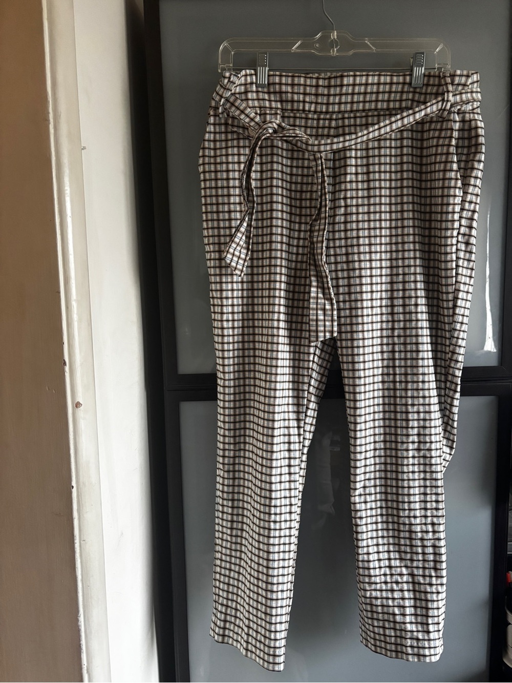 Jules & Leopold Cream, Blue & Brown Checked Straight-Leg Pants